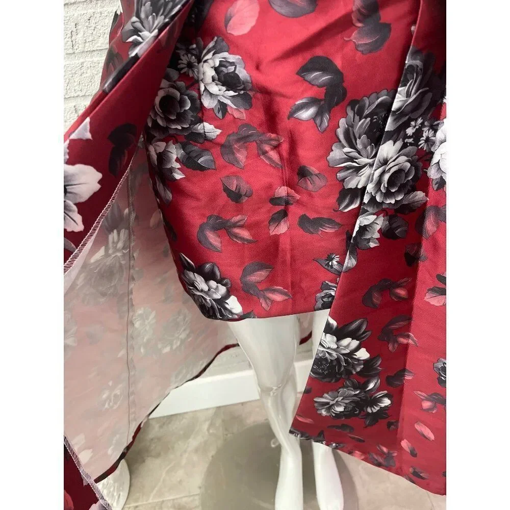 Jealous Tomato Women Burgundy Floral Layered Mini Skirt Size M